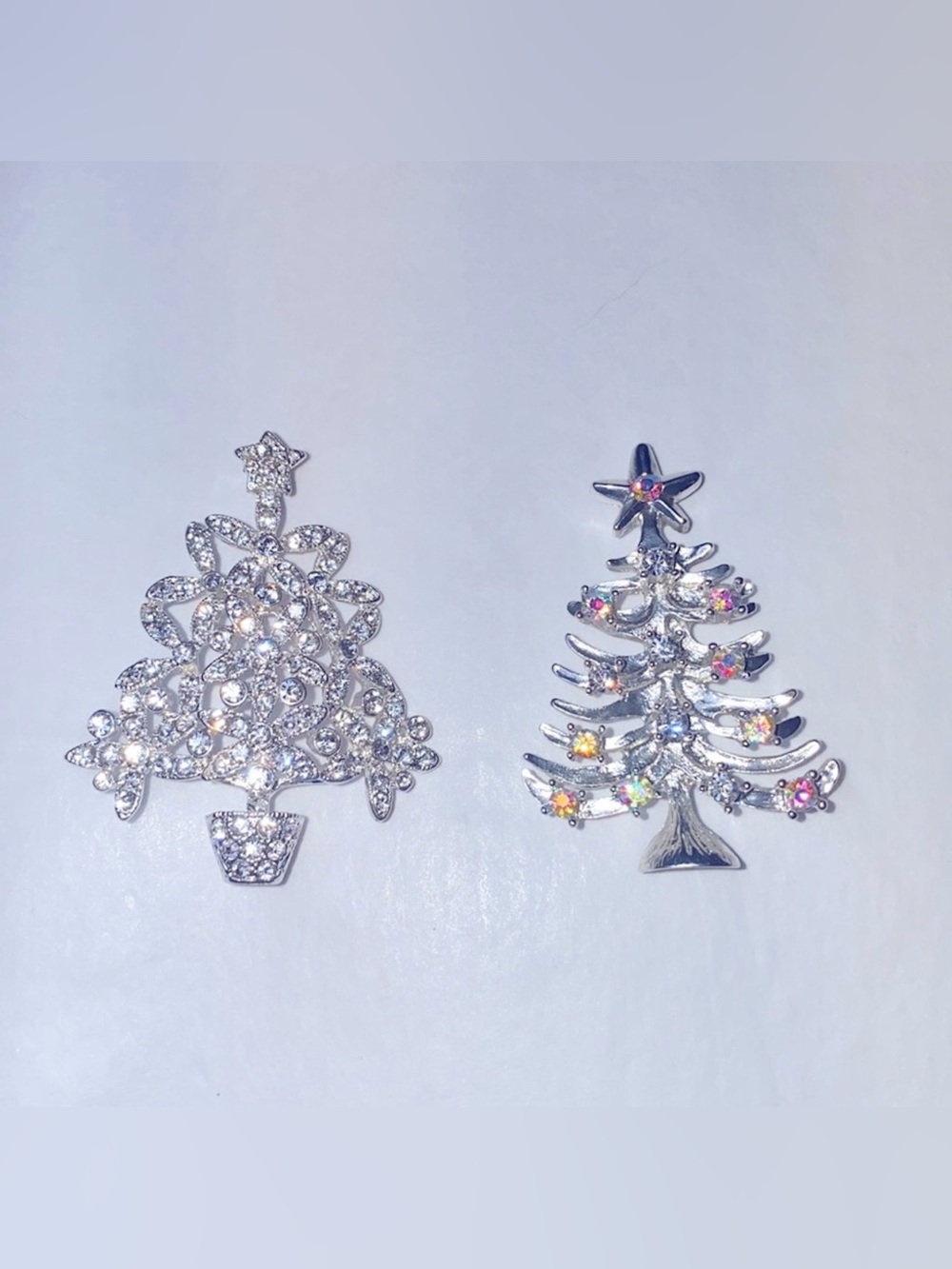 Vintage Grannycore Christmas tree Brooches -set of 2